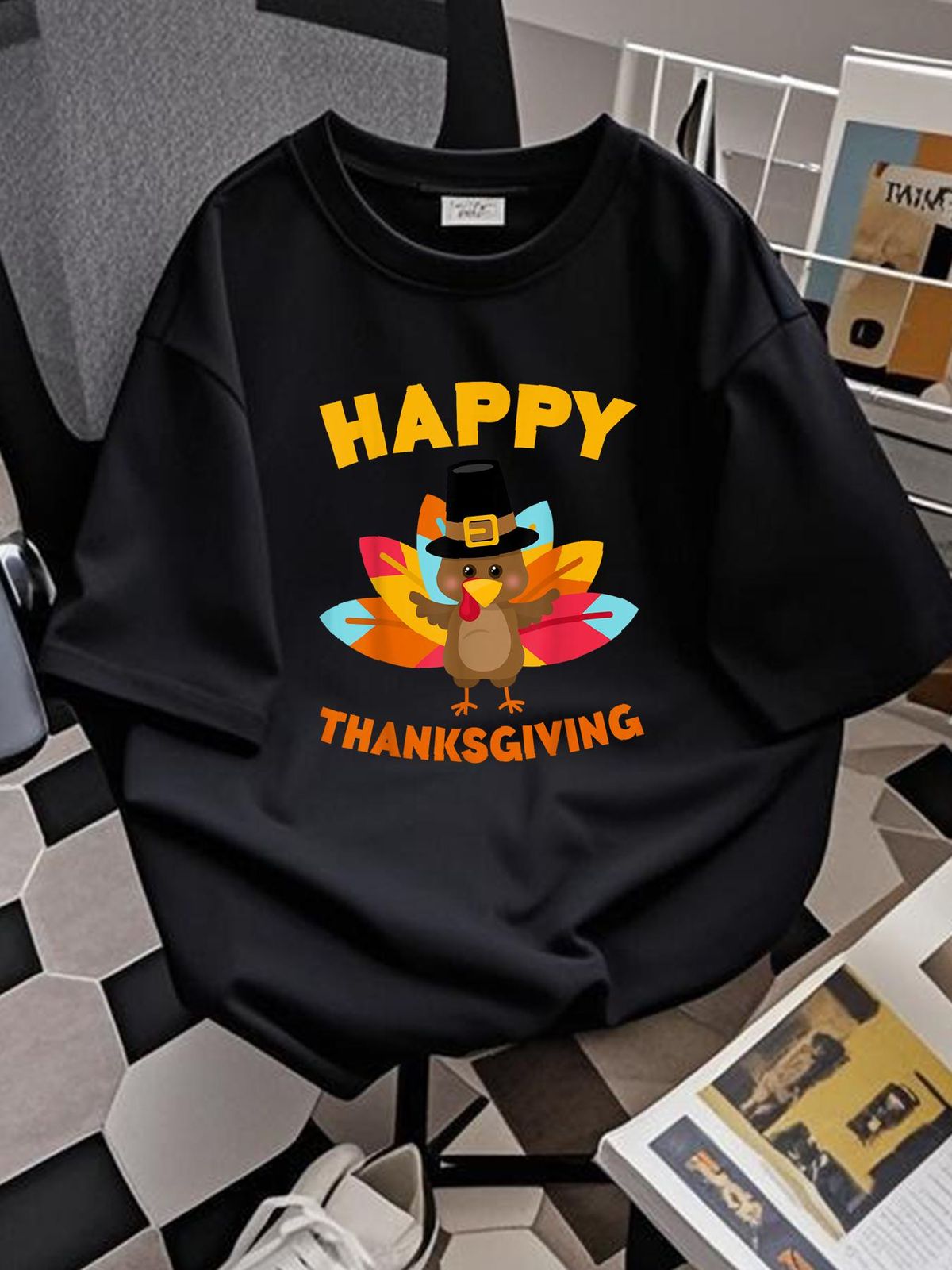 Happy Thanksgiving T-Shirt Thanksgiving Day Shirt T-Shirt Stylish Women Casual Slightly Fashion Breathable Comfortable Versatile T-Shirt For Women Casual Unisex Graphic Summer Women Top Graphic Tees Stretched Top For Everyday Wear Female_viptrois.com