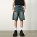 Men's Clothing Men's Loose Straight Denim Shorts Summer Retro Distressed Blue Versatile Hot Pants Trendy Brand_viptrois.com