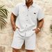 Men's Breathable Waffle Knit Loungewear Set - Short Sleeve Shirt & Shorts In Black/Grey/Khaki/White/Burgundy/Dark Green (S-XXXL)_viptrois.com