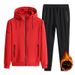 Fleece Thickened Casual Sports Suit Hooded Two-piece Set Fleece Cardigan Hooded Sweater Suit_viptrois.com
