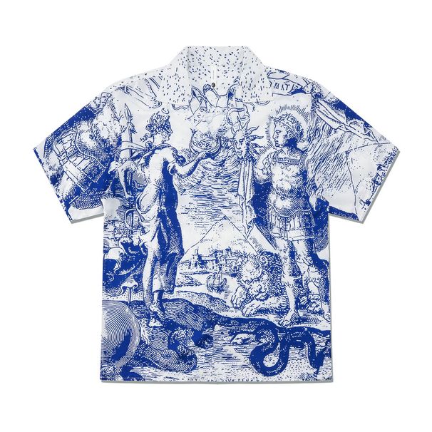 Men's Clothing Leisure Fashion Retro Print Shirt Short Sleeved Couple Cardigan Men And Women_viptrois.com