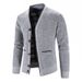 Men’s Slim Fit V-Neck Cardigan – Plus Velvet Thickened Sweater Coat (Red/Light Grey/Dark Gray/Blue/Brown, M-3XL)_viptrois.com