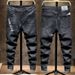 Men's clothing in stock 2024 ashion brand jeans straight men's slim trousers trendy youth mid-waist pants_viptrois.com