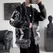 Pure Spring And Autumn Retro Ethnic Style Personality Geometric Knitted Loose Couple Outfit Outerwear Mid-Length Cardigan_viptrois.com