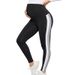 Family matching black color matching maternity trousers high waist hip lift elastic nine-point leggings adjustable maternity wear_viptrois.com