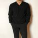 Solid color V-neck sweater for men in spring and autumn, trendy, cool, casual, versatile, loose knit, and knitted_viptrois.com