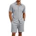 Men's Summer Jacquard Short Sleeve Shirt And Shorts Lounge Set, Breathable Comfort For Relaxation Breathable & Lightweight Fabric_viptrois.com