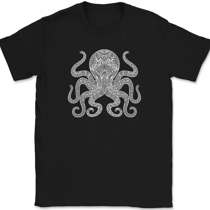 Octopus Mandala T-Shirt Mens Womens Tees Top Deep Ocean Beautiful Pattern Gift Graphic Tee_viptrois.com