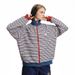 Color Block Striped Stand Collar Knitted Sweatshirt Jacket Sports Loose Casual Spring Autumn Unisex Long Sleeve American_viptrois.com