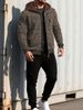 Men’s Sporty Hooded Cardigan Set – Breathable Polyester Zip-Up Jacket & Jogger Pants, Casual Gym-to-Street Outfit_viptrois.com