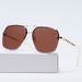 2025 New Metal Double Beam Half Frame Sunglasses Men's Driving Classic Vintage Plaid Printed Sunglasses_viptrois.com