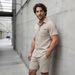 Men's Summer Casual 2-Piece Set - Short Sleeve T-Shirt & Comfortable Shorts, Relaxed Fit Sporty Outfit With Color Block Design_viptrois.com