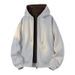 Heavyweight Hooded Zip-Up Sweatshirt – Oversized Vintage Streetwear Jacket For Men & Women (Stone Grey/Charcoal/Navy/White-Yellow, 55% Cotton Blend,)_viptrois.com