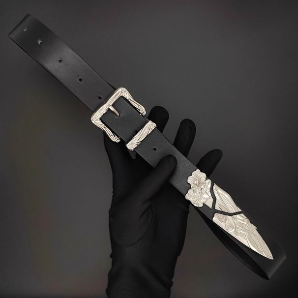2025 Spring Summer Punk Metal Western Broken Sword Swordsman Swordsmanship Carved Fashionable Trendy Belt_viptrois.com