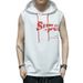 Men's 2024 Summer New Sleeveless T-shirt Korean Version Printed Trendy Brand Loose Sports Waistcoat Hooded Cotton T-shirt Men_viptrois.com