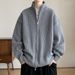 Men's Stand Collar Knitted Cardigan – Cleanfit Lazy Style, Unisex Oversized Sweater Jacket (M-3XL, White/Gray/Black/Red/Apricot White)_viptrois.com