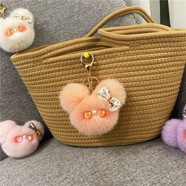 Bag Charm Cartoon Head Keychain Cute Blush Cat Doll Plush Doll Bag Pendant Ornament Gift_viptrois.com