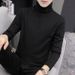 Half High Neck Men's German Long Sleeved T-Shirt With Bottom Layer, Autumn And Winter Thick Velvet Warm Underwear Top,_viptrois.com