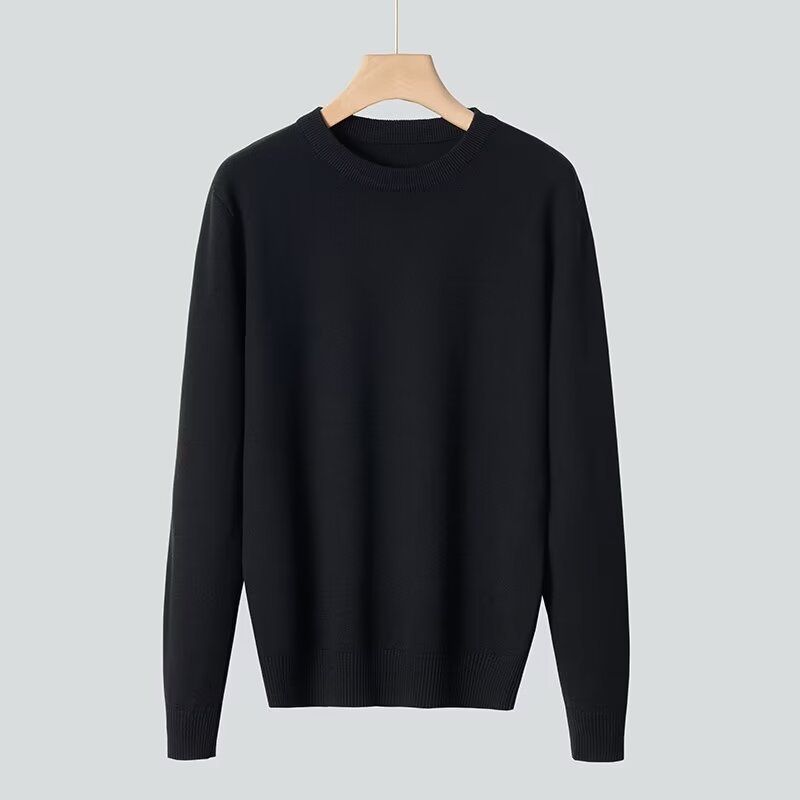 Men's Clothing Slim Fit Round Neck Sweater Lightweight Knit Pullover For Spring & Autumn - Soft Modal Blend Fabric With Ribbed Hem - Casual Wear_viptrois.com