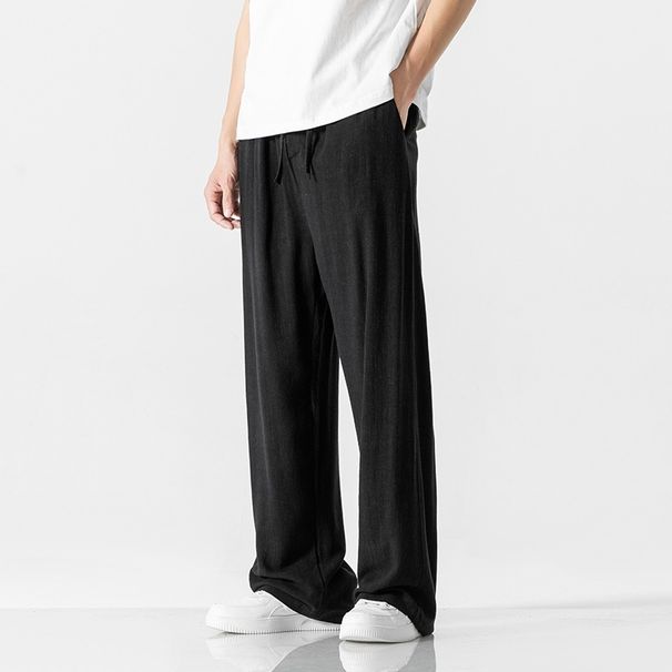 Men's Clothing Linen Pants Men Summer Loose Straight Men's Casual Trousers Spring And Summer New Men's Trousers Summer Drape Cotton And Linen Pants_viptrois.com