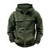Men's Clothing New Hooded Solid Color European And American Retro Loose Multi Pocket Sweatshirt Zipper Jacket_viptrois.com