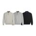 Half-Button Stand Colla Sweatshit Fo Men Loose Casual Long Sleeve Knitted Top Steet Fashion Stitching Design_viptrois.com