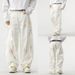 Men's Clothing Heavy Loose Scimitar Design Wide Leg Pants Niche Painted Graffiti Fashion Light Luxury White Denim Pants_viptrois.com