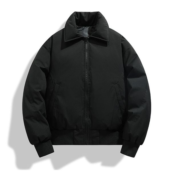 Men's Winter Short Puffer Jacket Retro Baseball Style Coat Loose Thickened Warm Casual Outerwear_viptrois.com