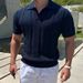 Men's Clothing Factory Direct Sales Knitted Short Sleeved Men's Summer American High Street POLO Shirt Lapel Top High End Cool Pullover T_viptrois.com