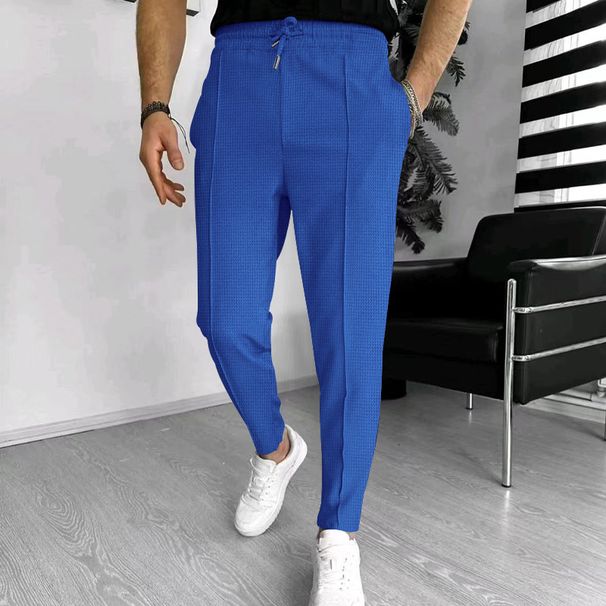 Men's Clothing Summer New Men's Waffle Drawstring Sports Casual Trousers Men_viptrois.com