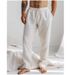 Men's Clothing Men's Linen Pants Pull On Elastic Waist Comfortable Breathable Beach Fashion Simple Trousers_viptrois.com