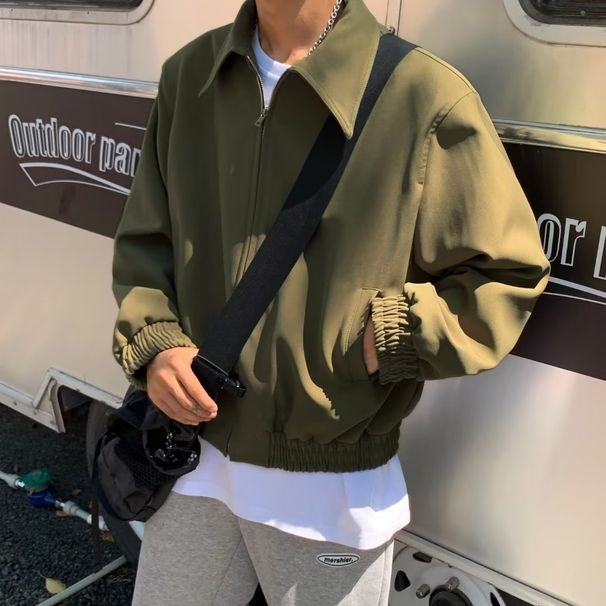 Pulse Japanese Retro Wide Shoulder Trendy Brand Short Casual Turn-Down Collar Jacket Men's Spring Autumn Fashionable Cool Top_viptrois.com