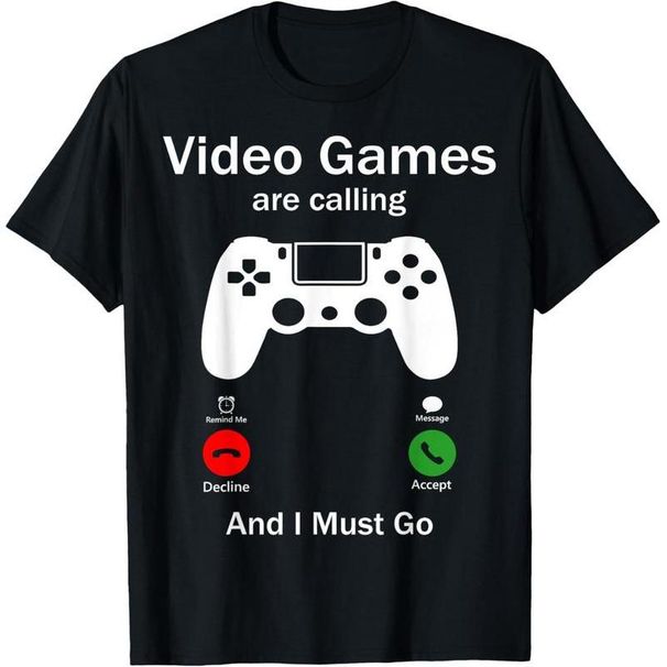 100% Algodón Videojuegos Están Llamando Y Debo Ir Camiseta Divertida De Consola Gamer_viptrois.com