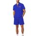 Men's Clothing Lapel Short Sleeved Pullover Casual Shirt Suit_viptrois.com