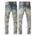 Men's Clothing European And American Handsome High Street Hole Patch Men's Slim Stretch Jeans Men Can Send Foot Pants 876_viptrois.com