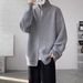 Double-Zip Cardigan Jacket – Oversized Streetwear Sweater With Stand Collar (M-3XL, Grey/Black)_viptrois.com
