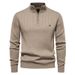 1 Autumn Winter New European Size Cross-Border Stand Collar Men's Half-Zip Solid Color Knitted High-Quality Export Sweater_viptrois.com