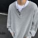 Pulse Henry Collar Waffle Long Sleeve T-Shirt Men, Autumn American Style Heavyweight Base Shirt, High-End Feel, Inner Layer,_viptrois.com