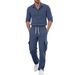 Cross-Border European And American Casual Sports Lapel Cardigan Long Sleeve Two-Piece Set Men's Loose Corduroy_viptrois.com
