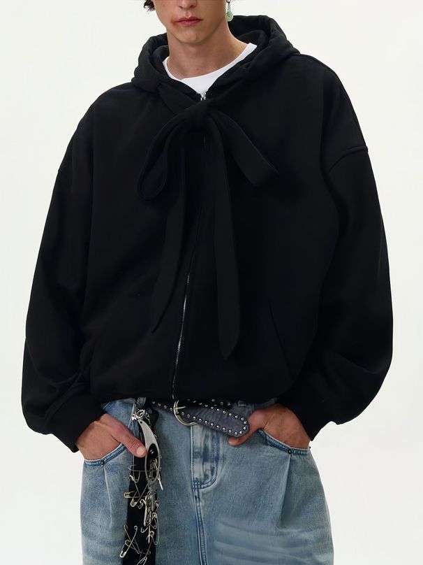"Men's Retro Hooded Sweatshirt Cardigan – Versatile Tie-Up Design, Warm Winter Coat & Casual Jacket Alternative"_viptrois.com