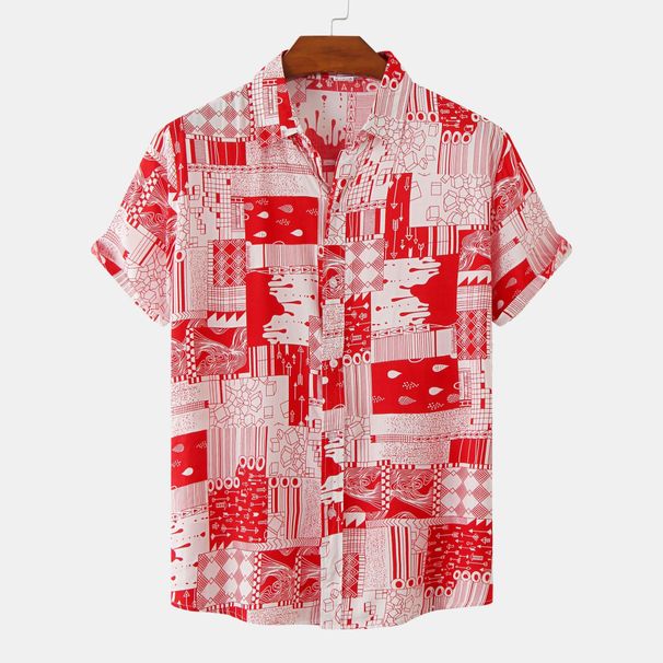 Loom Cross-Border Direct Supply To Europe And America 2022 Spring Summer Hot Sale Floral Short Sleeve Men's Shirt Male_viptrois.com
