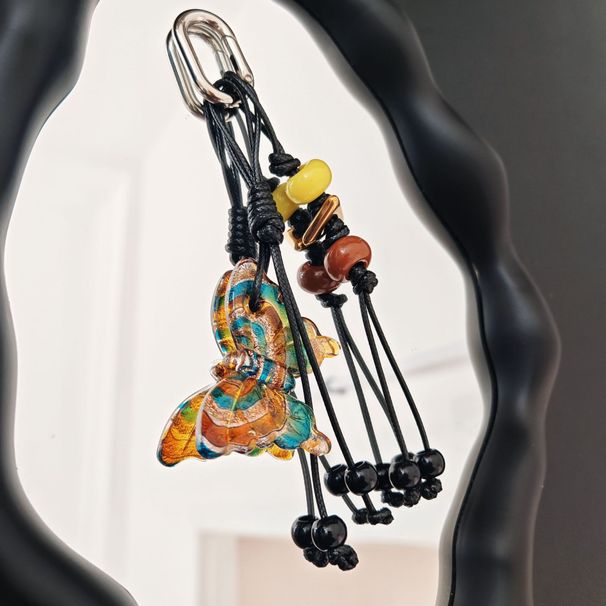 Bag Pendant Butterfly Bag Pendant, Trendy Tassel Keychain, Beaded Glass Woven Rope Bag Hanging_viptrois.com