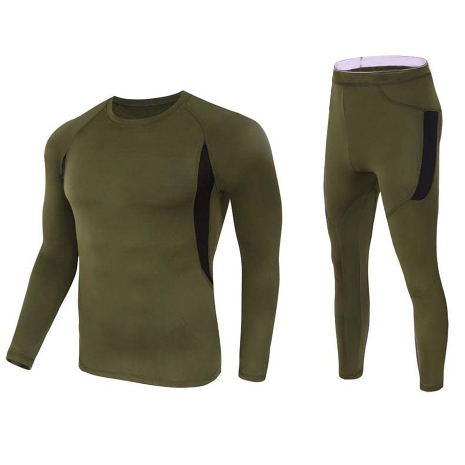 Men's Clothing outdoor tactical fleece thermal underwear set quick drying cycling fitness tight functional underwear sports suit_viptrois.com