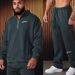 Men's Clothing Autumn and winter YOUNG half zip suit men's sports fitness training suit running casual sweatshirt sweatpants suit_viptrois.com