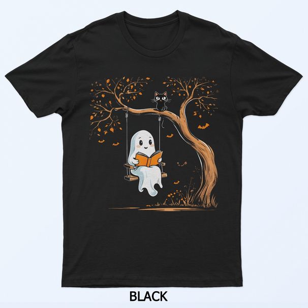 Vintage Ghost Swing Reading Book Swinging Halloween Costume T-Shirt Mens Womens Tees Top_viptrois.com