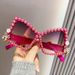 Unisex Fashion Round Diamond Studded Sunglasses Sun Protection Sunglasses Outdoor Rhinestone Glasse_viptrois.com