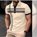 Men's Clothing Men's Striped Print Short Sleeved Polo Shirt Men's Casual Tops_viptrois.com