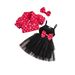 Kids’ Clothing Polka Dot Lapel Bubble Short Sleeved Jacket With Suspenders Bowknot Gauze Skirt Girls Three Piece Suit_viptrois.com