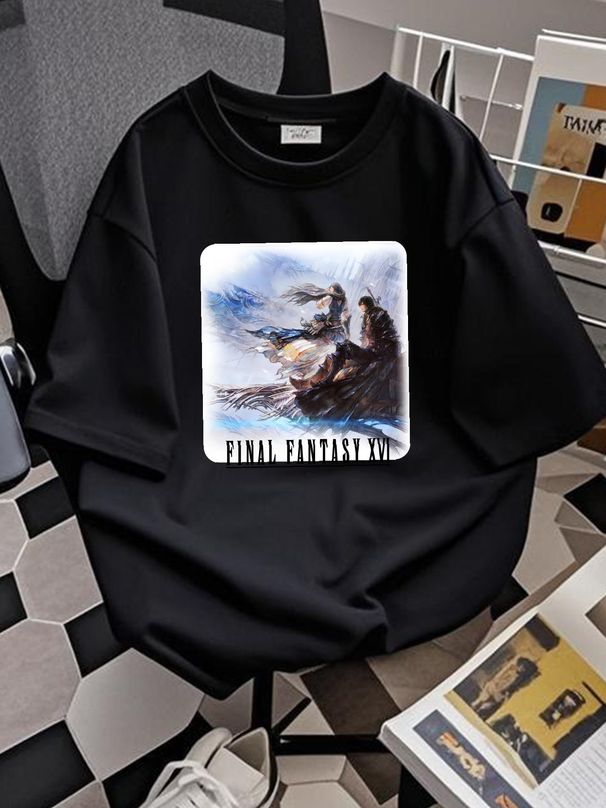 Final Fantasy XVI Flames T Shirt Size XXL Graphic (NWT) Officially Licensed Streetwear Casual Homme Designer Clothes Graphic Fashion Slightly_viptrois.com