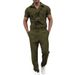 Men's Clothing New Men's Pants Casual Loose Jumpsuit Belt Uniform Workwear Jumpsuit_viptrois.com